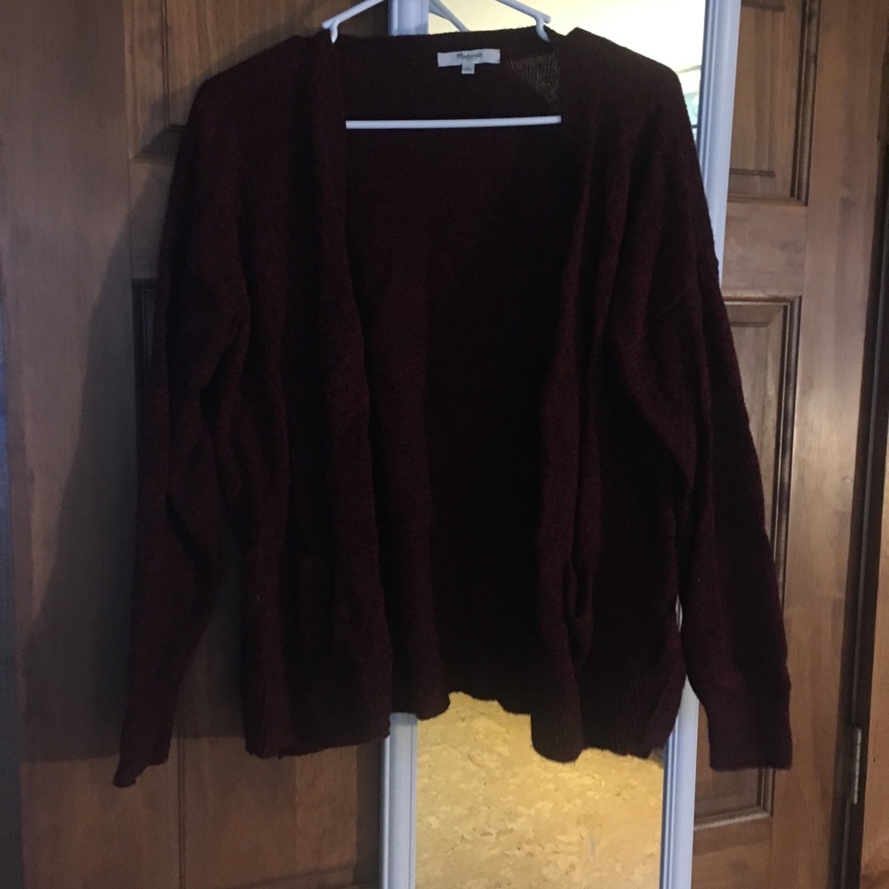 red cardigan